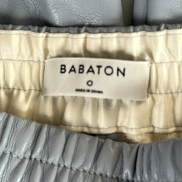 Aritzia Babaton Periwinkle Blue Faux Leather Wide Leg Knightly Pants Size 0 - Picture 8 of 10